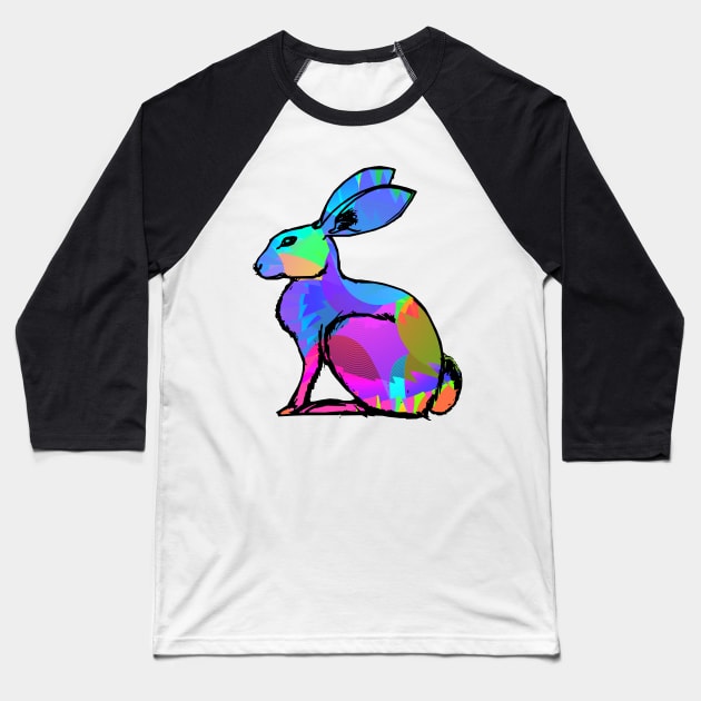 Colorful Hare Baseball T-Shirt by Shrenk